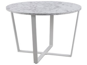SCANDI Bílý mramorový kulatý kovový jídelní stůl Calvin 110 cm SCANDI