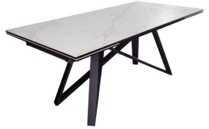 Moebel Living Bílý keramický rozkládací jídelní stůl Marbor 180-260 x 90 cm Moebel Living