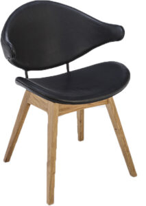 Černá kožená jídelní židle HOUE Acura s dubovou podnoží Houe
