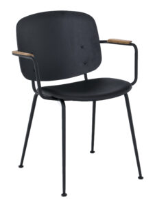 Černá kožená jídelní židle HOUE Grapp s područkami Houe