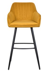 Moebel Living Hořčicově žlutá sametová barová židle Sige 102 cm Moebel Living