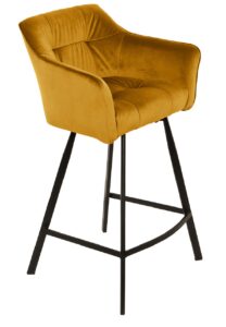 Moebel Living Hořčicově žlutá sametová barová židle Trudy 100 cm Moebel Living