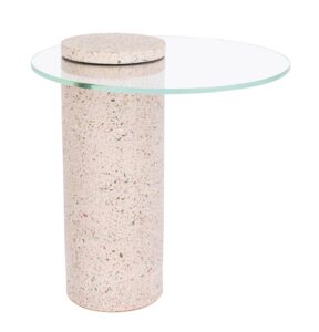 Světle růžový terrazzo odkládací stolek ZUIVER ROSALINA 40 cm Zuiver