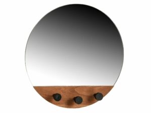 Hoorns Hnědé nástěnné zrcadlo s háčky Tiernan 40 cm Hoorns