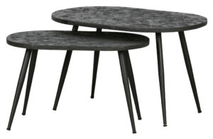 Hoorns Set dvou černých kovových konferenčních stolků Sonja 70x48/60x39 cm Hoorns