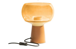 Hoorns Žlutá kovová stolní lampa Boletus ø 24 cm Hoorns