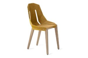 Žlutá hliníková látková židle Tabanda DIAGO s dubovou podnoží Tabanda