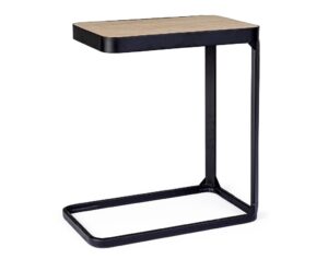 Černý kovový odkládací stolek Bizzotto Everitt 50x30 cm s dubovou deskou Bizzotto
