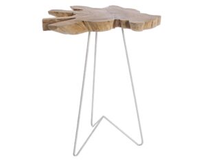 Masivní teakový konferenční stolek Bizzotto Savanna 50 cm s bílou podnoží Bizzotto