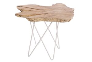 Teakový konferenční stolek Bizzotto Savanna 50 cm s bílou podnoží Bizzotto