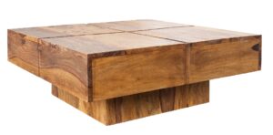 Moebel Living Přírodní masivní dřevěný konferenční stolek Birn 80x80 cm Moebel Living