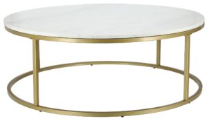 Bílý mramorový konferenční stolek RGE Accent se zlatou podnoží Ø 110 cm RGE