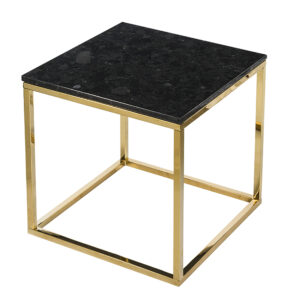 Černý žulový konferenční stolek RGE Accent se zlatou podnoží 50x50 cm RGE