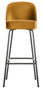 Hoorns Hořčicově žlutá sametová barová židle Tergi 103 cm Hoorns