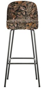 Hoorns Černá sametová barová židle Tergi 103 cm s květinovým vzorem II. Hoorns