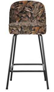 Hoorns Černá sametová barová židle Tergi 89 cm s květinovým vzorem II. Hoorns