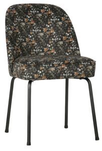 Hoorns Černá sametová jídelní židle Tergi s květinovým vzorem Hoorns