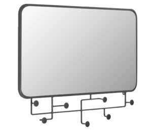 Černé kovové nástěnné zrcadlo LaForma Vianela 63x82 cm s věšáky LaForma