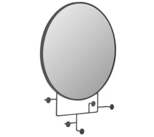 Černé kovové nástěnné zrcadlo LaForma Vianela 70x51 cm s věšáky LaForma