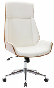 DMQ Bílá koženková ořechová kancelářská židle Berger DMQ