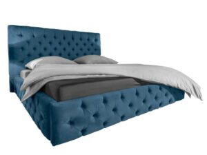 Moebel Living Modrá sametová postel Vivian 160 x 200 cm Moebel Living