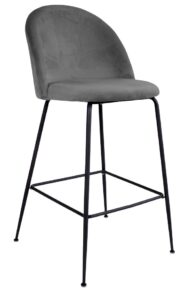 Nordic Living Šedá sametová barová židle Anneke 77 cm s černou podnoží Nordic Living