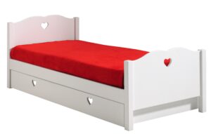 Bílá dřevěná dětská postel Vipack Amori 90 x 200 cm se zásuvkou Vipack