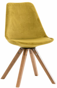 DMQ Žlutá sametová jídelní židle Taylor s bukovou podnoží DMQ
