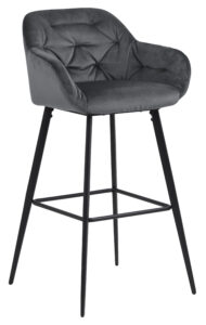 SCANDI Tmavě šedá sametová barová židle Norman 103