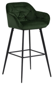 SCANDI Tmavě zelená sametová barová židle Norman 103