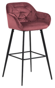 SCANDI Tmavě červená sametová barová židle Norman 103