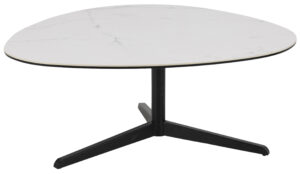 SCANDI Bílý skleněný konferenční stolek Barnsby 100 x 95 cm SCANDI