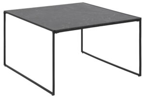SCANDI Černý dřevěný konferenční stolek Sigrun 80 x 80 cm s mramorovou fólií SCANDI
