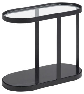 SCANDI Černý skleněný odkládací stolek Rollo 56 x 26 cm SCANDI