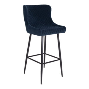 Nordic Living Tmavě modrá sametová barová židle Leonie 75 cm Nordic Living