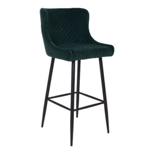 Nordic Living Tmavě zelená sametová barová židle Leonie 75 cm Nordic Living