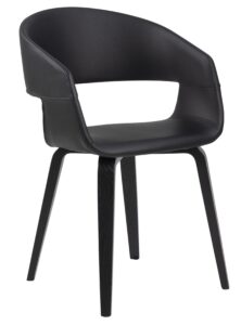 SCANDI Černá koženková jídelní židle Damaro s březovou podnoží SCANDI