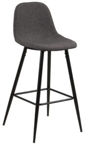 SCANDI Tmavě šedá látková barová židle Wanda 91 cm s černou podnoží SCANDI