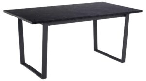 SCANDI Černý dřevěný jídelní stůl Astor 160 x 90 cm imitace mramoru SCANDI