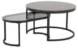 SCANDI Set dvou černých konferenčních stolků Sprut 70/70 x 70/40 cm SCANDI
