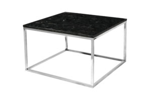Černý kamenný konferenční stolek RGE Accent s chromovou podnoží 75x75 cm RGE