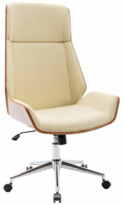 DMQ Béžová koženková ořechová kancelářská židle Berger DMQ