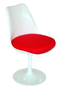 Culty Bílá otočná židle Tulip s červeným sedákem Culty