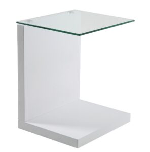 SCANDI Skleněný noční stolek Stand s bílou podnoží SCANDI