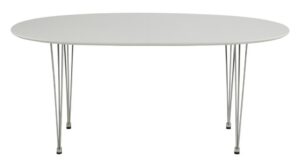 SCANDI Bílý rozkládací jídelní stůl Karina s chromovou podnoží 270x100 cm SCANDI