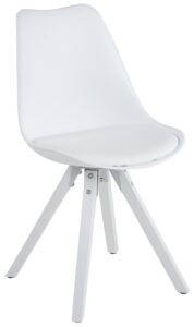 SCANDI Bílá plastová jídelní židle Damian s bílou podnoží SCANDI