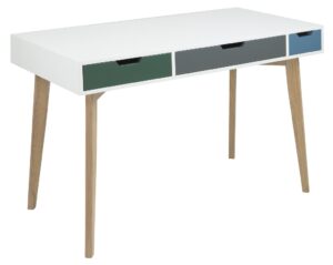 SCANDI Bílý pracovní stůl Sissy 120 cm s barevnými zásuvkami SCANDI