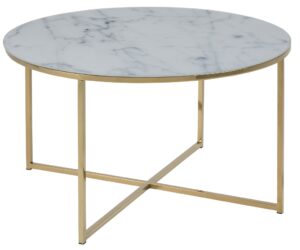 SCANDI Bílo-zlatý skleněný konferenční stolek Venice 80 cm SCANDI