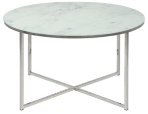 SCANDI Bílý skleněný konferenční stolek Venice 80 cm SCANDI