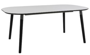 SCANDI Bílý rozkládací jídelní stůl Polo II 180-280 cm s černou podnoží SCANDI